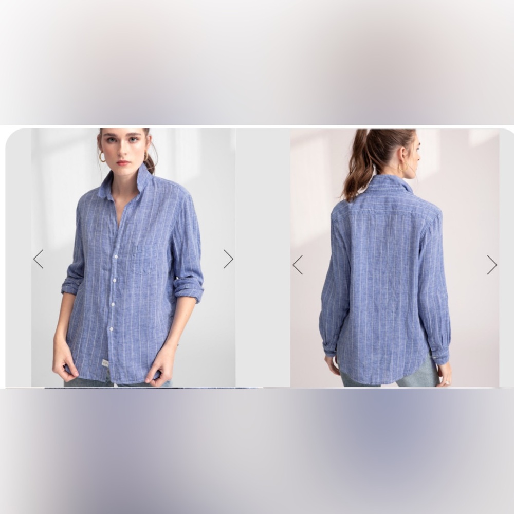 Frank and Eileen Eileen Italian Linen Stripe Button Down Shirt